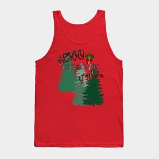 Merry Christmas Pine Trees, Snow, Candy Canes & Holly Gift Christmas Gifts Tank Top